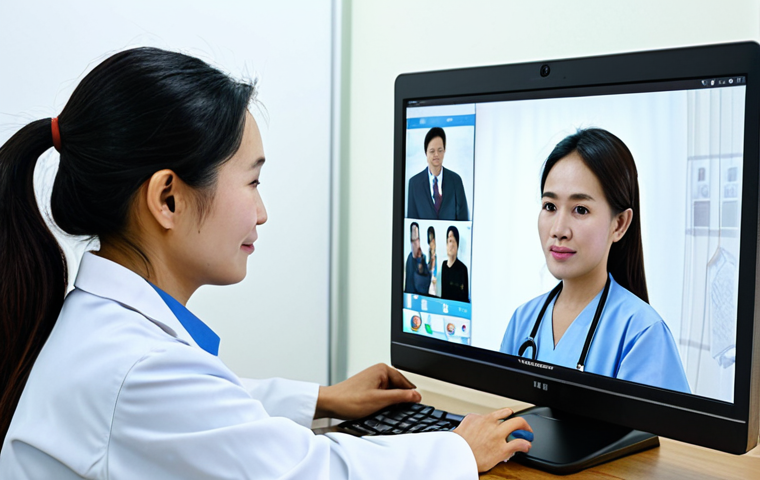 **

"A fully clothed Vietnamese doctor in a modern, well-lit clinic, examining a patient via telemedicine. The patient is located in a rural, mountainous area, and the doctor is using a computer with a video call interface. Appropriate attire, safe for work, perfect anatomy, correct proportions, professional, modest, family-friendly, high quality, natural pose."

**