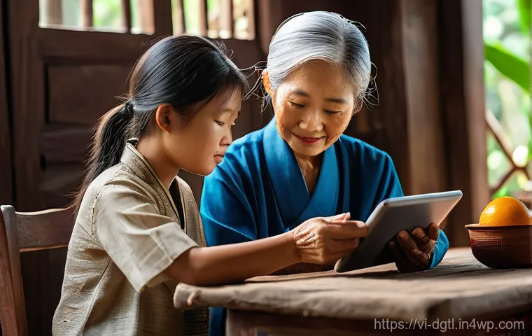 디지털 헬스케어의 지속 가능성 문제 - **Prompt:** A heartwarming scene depicting an elderly Vietnamese woman in her modest, traditionally ...