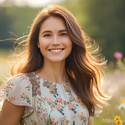 스마트폰 헬스케어 애플리케이션 개발 가이드 - A vibrant, detailed portrait of a young woman in her early twenties, with long, flowing brown hair, ...