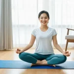 스마트 헬스케어 기기의 발전 방향 - A vibrant, high-definition image featuring a young Vietnamese woman in her late 20s, with a warm smi...