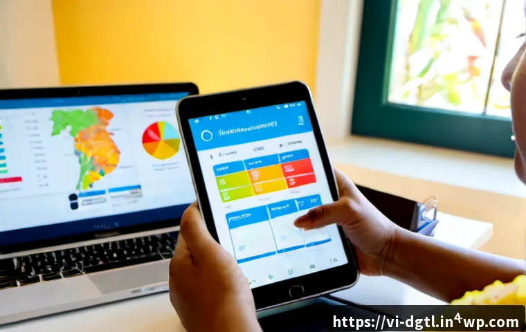 Home 15 건강 관리 플랫폼 선택 가이드 - Photorealistic Vietnamese middle-aged woman at a clean home desk comparing two generic health manage...