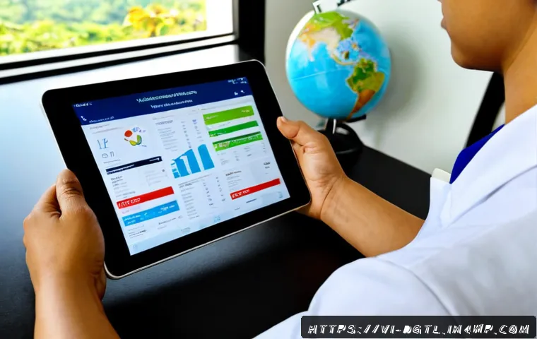 Home 17 디지털 헬스케어의 글로벌 시장 분석 - Photorealistic global digital healthcare market analysis scene in a modern Ho Chi Minh City office, ...